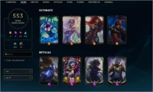 CONTA COM 553 SKIN + LEVEL 296 + ALL CHAMPS - League of Legends LOL