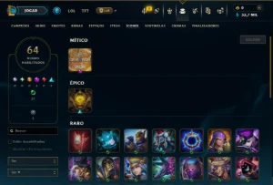 Diamante 1 com 45 Champs e 7 Skins - League of Legends LOL