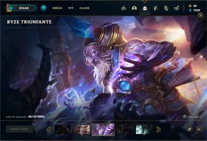 Conta Platina 2 com 50 Champs e 30 Skins + Ryze Triunfante - League of Legends LOL