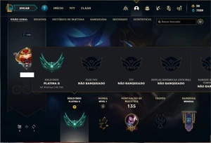 Conta Platina 2 com 50 Champs e 30 Skins + Ryze Triunfante - League of Legends LOL