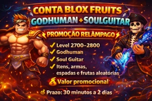 Conta Blox Fruits Godhuman + Soulguitar (Promoção) - Roblox
