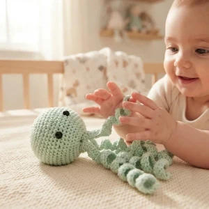 Polvo Newborn Verde Claro Amigurumi - Artesanato e Personalizados