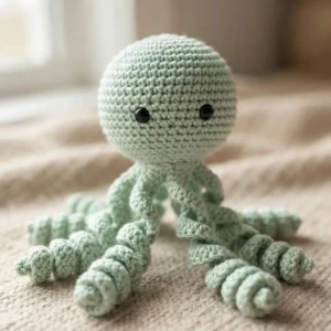 Polvo Newborn Verde Claro Amigurumi - Artesanato e Personalizados