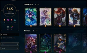 Conta League Of Legends (gold V, 345 Skins, 263 Ícones...) LOL