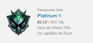 Conta Lol Smurf Platina 1 70% Winrate MMR D1 - League of Legends