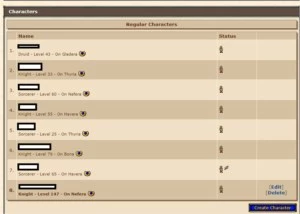 EK 147 nefera + chars 60+ (2kk em conta) + equips - Tibia