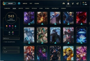 Conta bronze 4 com TODOS os champs e 243 Skins (Level 520) - League of Legends LOL