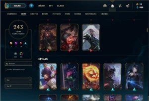 Conta bronze 4 com TODOS os champs e 243 Skins (Level 520) - League of Legends LOL