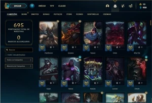 Conta bronze 4 com TODOS os champs e 243 Skins (Level 520) - League of Legends LOL