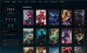 Conta no League of Legends 1231 skins - PLAT 4 LOL