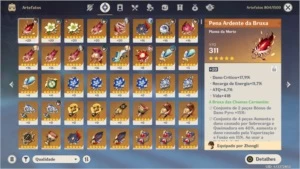 CONTA AR 51 - 5 5*, 3 ARMAS 5*, 75 RESINAS E MUITO ARTEFATOS - Genshin Impact