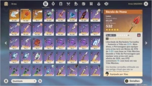 CONTA AR 51 - 5 5*, 3 ARMAS 5*, 75 RESINAS E MUITO ARTEFATOS - Genshin Impact