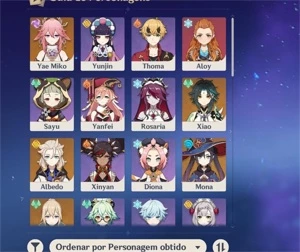Conta Genshin Ar55 (XIAO, YAE MIKO, MONA, ALBEDO, JEAN) - Genshin Impact