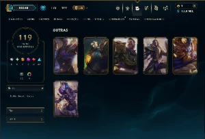 Ferro 1 com 140 Champs e 119 Skins  ( MID / JG / SUP ) - League of Legends LOL