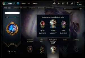 Conta bronze 2 com 91 champs e 82 skins (2229 RP na conta) - League of Legends LOL