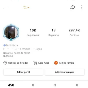 Conta Kwai Com 10K - Redes Sociais