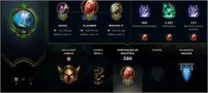 Conta GOLD 3, 97 champions, 32 skins, 255 partidas ranked - League of Legends LOL