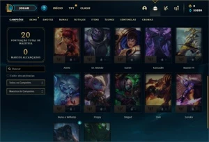 Conta Mestre com 22 Champs e 1 Skin + 13 Fragmentos - League of Legends LOL