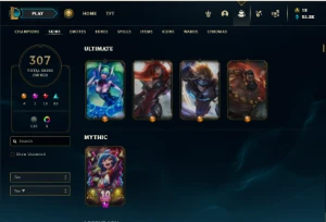 Platina 4 com TODOS os champs e 307 Skins + 10 Vitoriosas - League of Legends LOL