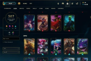 Platina 4 com TODOS os champs e 307 Skins + 10 Vitoriosas - League of Legends LOL