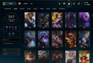 Platina 4 com TODOS os champs e 307 Skins + 10 Vitoriosas - League of Legends LOL