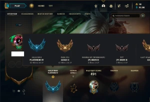 Platina 4 com TODOS os champs e 307 Skins + 10 Vitoriosas - League of Legends LOL
