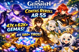 Ar 55+ Até (62K) 60.000+ Gemas (Primogems) | 550+ Tiros - Genshin Impact