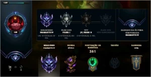 Conta diamante 4 com 25 skins e 3 cromas,96 champs - League of Legends LOL
