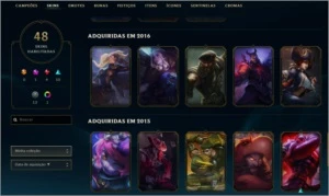 Conta de lol/Nível 142/Ouro lV/CINQUENTA E UMA SKINS - League of Legends