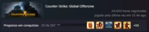 Vendo CONTA Steam 24 mil horas CSGO apenas - Counter Strike