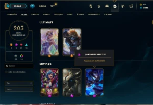 Platina 4 com 145 Champs e 203 Skins ( MAIN MID / JG / SUP ) - League of Legends LOL