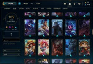 Conta prata 4 com Twtich medieval e Warwick cinzento - League of Legends LOL