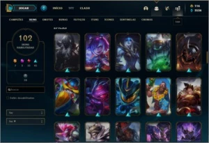 Conta prata 4 com Twtich medieval e Warwick cinzento - League of Legends LOL