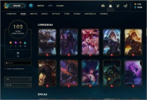 Conta prata 4 com Twtich medieval e Warwick cinzento - League of Legends LOL
