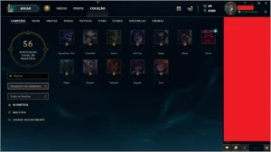 Conta com 566 skins (todas as skins de 2015 pra trás). - League of Legends LOL