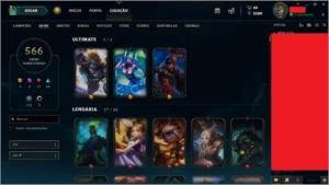Conta com 566 skins (todas as skins de 2015 pra trás). - League of Legends LOL
