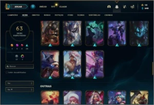 Conta prata 4 com 75 champs e 63 skins + 3 Ultimates - League of Legends LOL