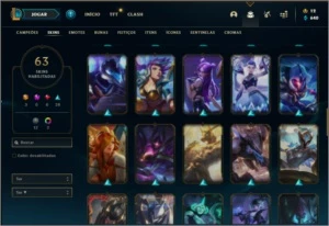 Conta prata 4 com 75 champs e 63 skins + 3 Ultimates - League of Legends LOL