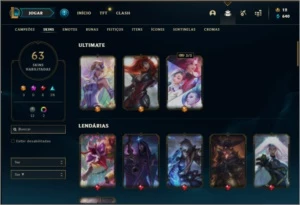 Conta prata 4 com 75 champs e 63 skins + 3 Ultimates - League of Legends LOL