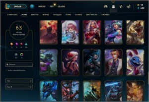 Conta prata 4 com 75 champs e 63 skins + 3 Ultimates - League of Legends LOL