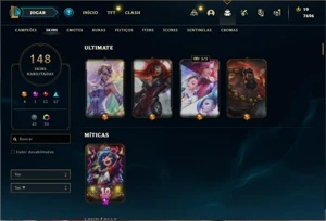 Conta ouro 4 com 155 Champs e 148 Skins (4 Ultimates) - League of Legends LOL