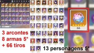 CONTA GENSHIN AR57✨13 LENDÁRIOS +8 ARMAS 5⭐YELAN, MIKO, BAAL - Genshin Impact