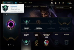 Conta platina 4 com 100 champs e 46 skins - League of Legends LOL
