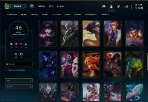 Conta platina 4 com 100 champs e 46 skins - League of Legends LOL