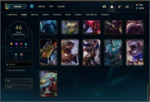 Conta platina 4 com 100 champs e 46 skins - League of Legends LOL