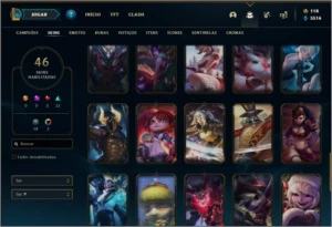 Conta platina 4 com 100 champs e 46 skins - League of Legends LOL