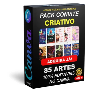 Pack Canva Convite Criativo Vol 5 - 85 Artes Editáveis - Serviços Digitais