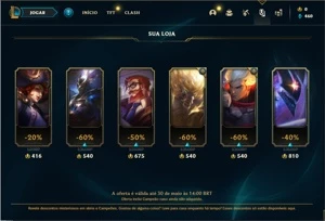 Conta platina 4 com 26 Champs e 3 Skins - League of Legends LOL