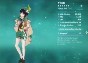 Conta ar 55 com  venti,qiqi,ganyu,klee,diluc,mona e jean - Genshin Impact