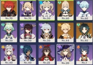 AR41 Diluc + Jean + Xiao e outros personagens 4 estrelas